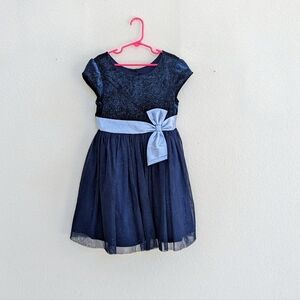 Jona Michelle Midnight Blue Sparkle Dress with Light Blue Bow